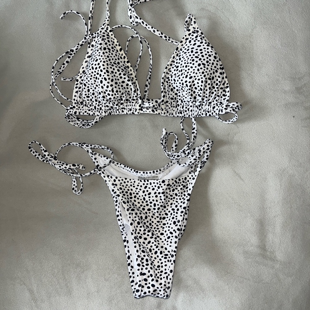 White Fox Boutique white speckled bikini set with sarong